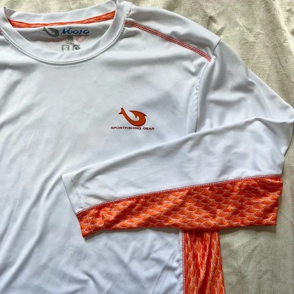 Mojo White and Orange Sport Fishing Gear Shirt - Picture 2 of 6